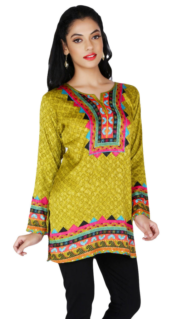 India Long Tunic Top Kurti Womens Printed Indian Apparel – Maple